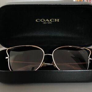 Coach Women's Gold and Black Sunglasses